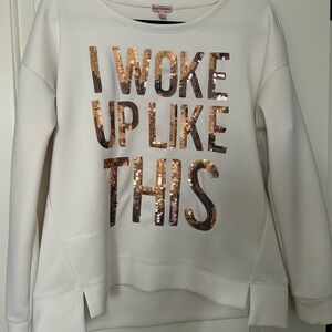 Juicy Couture Cream Sweater with Gold Sequin Text